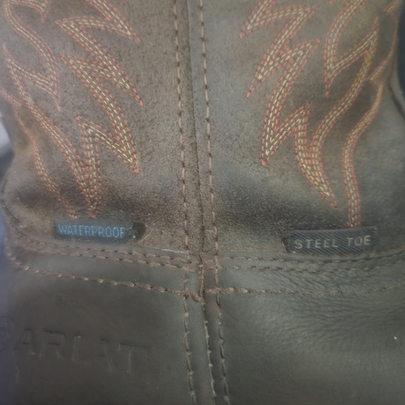 Ariat Groundbreaker H20 Dark Brown Wide Square Steel Toe Leather Booys 11.5 Wide - Picture 10 of 15